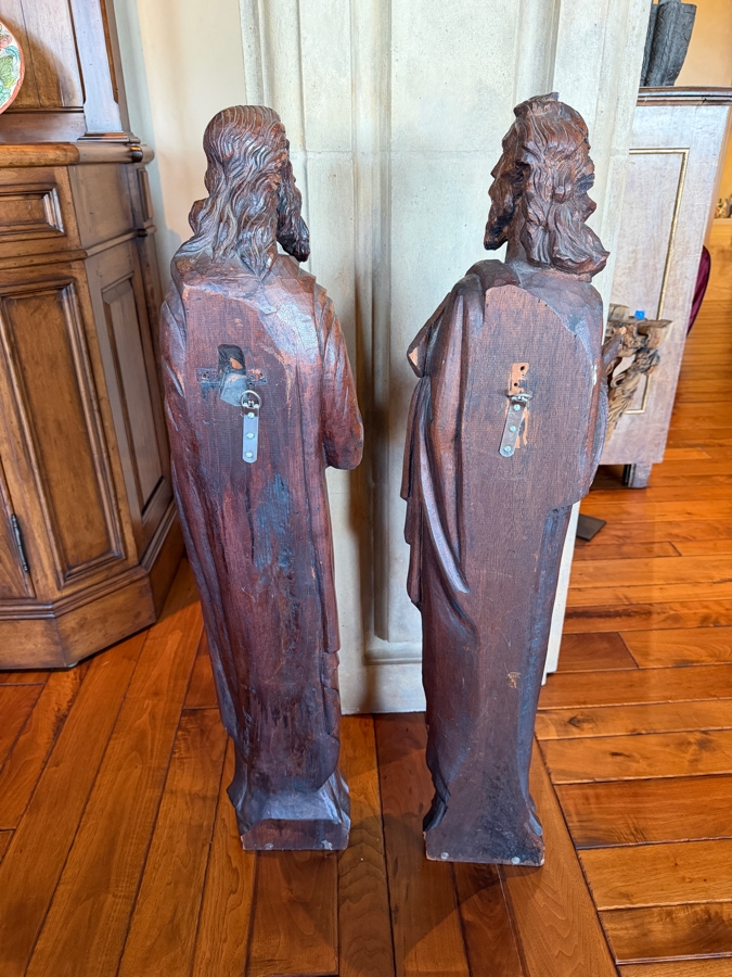 Antique Carved Wooden Religious Statues 42'H (Damage To One Of The Hands Shown In Photos) (RSF) [Photo 15]