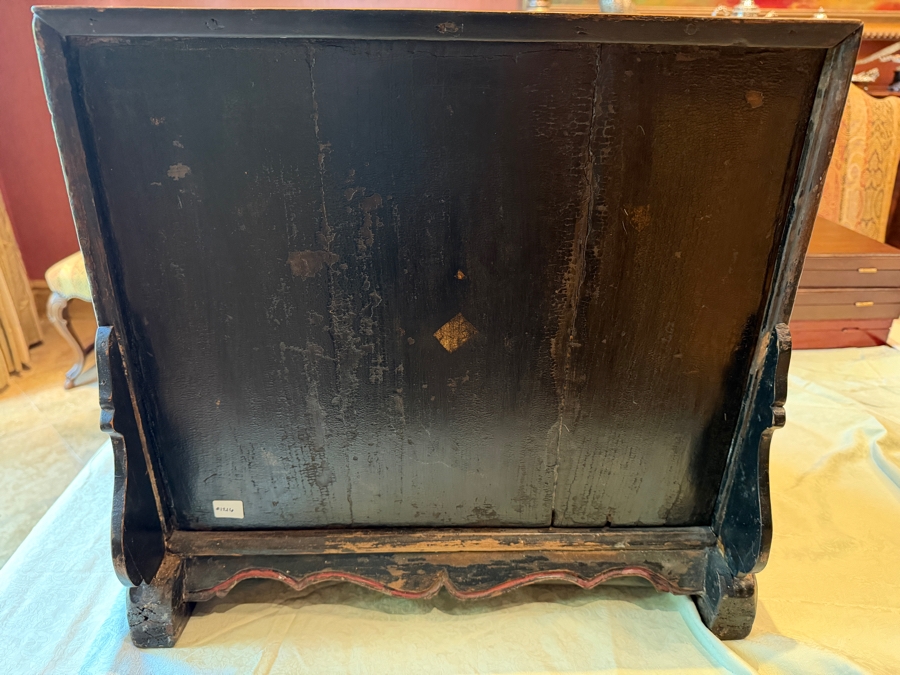 Antique Spanish Colonial Style Hand-Carved Walnut Storage Cabinet With Hand-Forged Iron Hardware and Scrolled Bracket Feet 18'W X 17'D X 17'H [Photo 7]