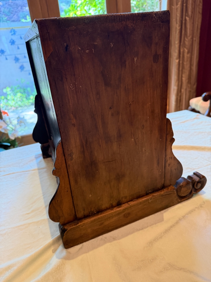 Antique Spanish Colonial Style Hand-Carved Walnut Storage Cabinet With Hand-Forged Iron Hardware and Scrolled Bracket Feet 18'W X 17'D X 17'H [Photo 8]