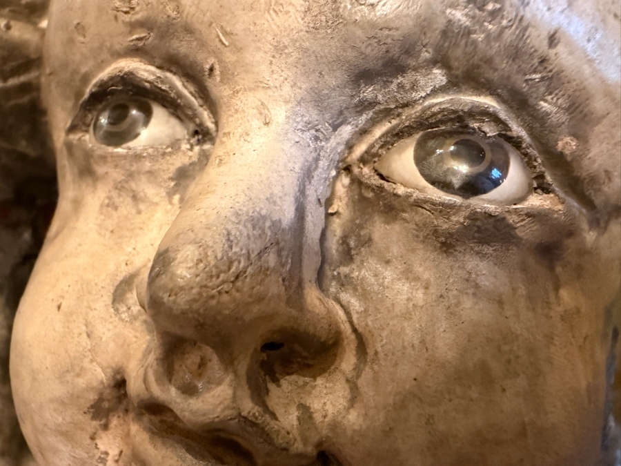 Pair Of Antique Carved Wooden Cherubs With Glass Eyes 29'H (RSF) [Photo 19]