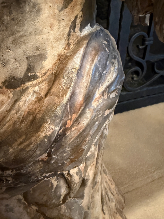 Pair Of Antique Carved Wooden Cherubs With Glass Eyes 29'H (RSF) [Photo 11]