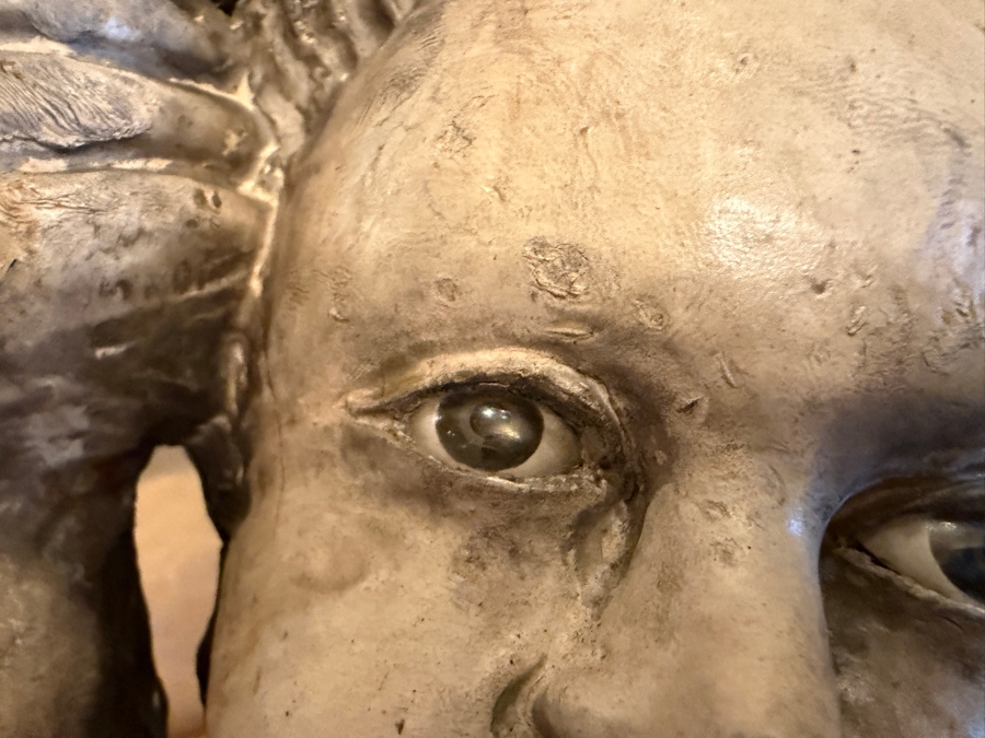 Pair Of Antique Carved Wooden Cherubs With Glass Eyes 29'H (RSF) [Photo 21]