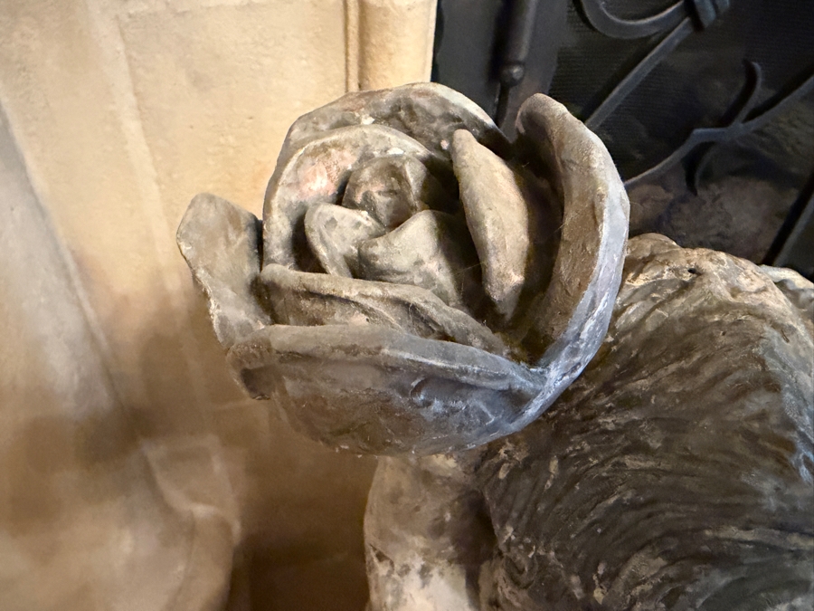 Pair Of Antique Carved Wooden Cherubs With Glass Eyes 29'H (RSF) [Photo 15]