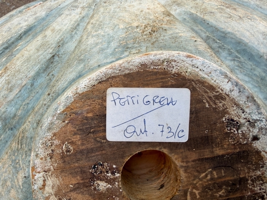 Vintage Italian Hand-Carved Wooden Baroque Polychrome Cherub Pedestal Plant Stand Featuring A Putto (Young Boy) With Grape Garland And Shell Basin 55'H Needs Glass Eyes (3 Pieces) (RSF) [Photo 16]