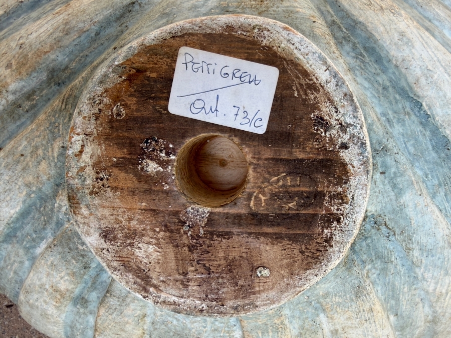 Vintage Italian Hand-Carved Wooden Baroque Polychrome Cherub Pedestal Plant Stand Featuring A Putto (Young Boy) With Grape Garland And Shell Basin 55'H Needs Glass Eyes (3 Pieces) (RSF) [Photo 14]