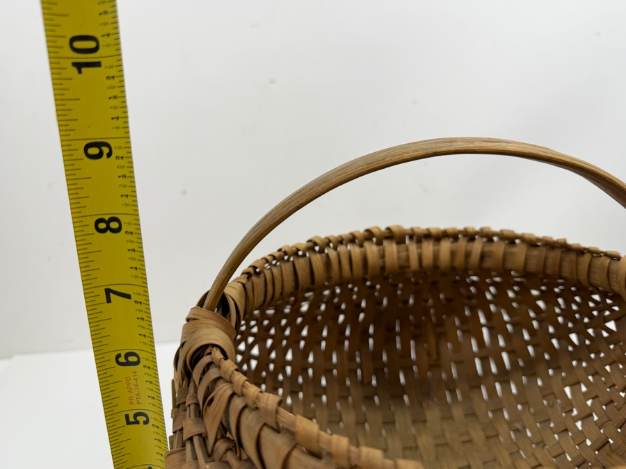 Vintage Handwoven White Oak Splint Buttocks Gathering Basket 11'W 11'D X 9'H (RSF) [Photo 9]