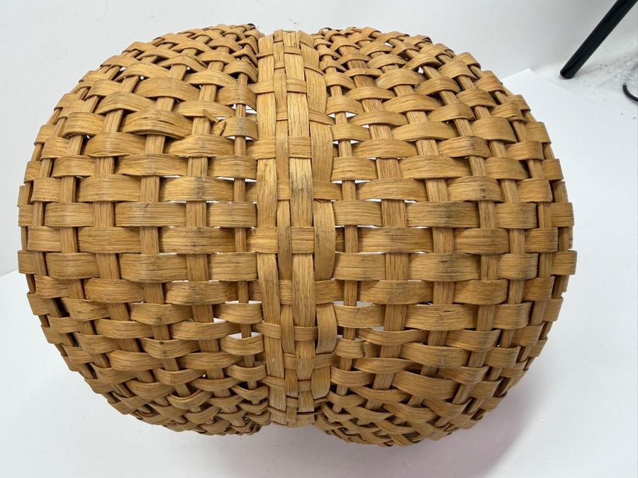 Vintage Handwoven White Oak Splint Buttocks Gathering Basket 11'W 11'D X 9'H (RSF) [Photo 6]