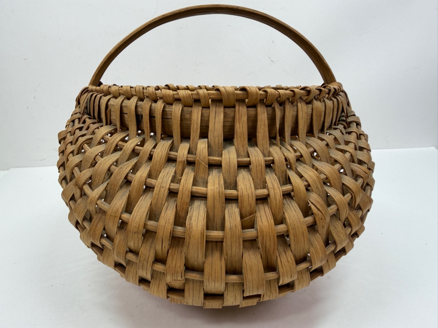 Vintage Handwoven White Oak Splint Buttocks Gathering Basket 11'W 11'D X 9'H (RSF) [Photo 5]
