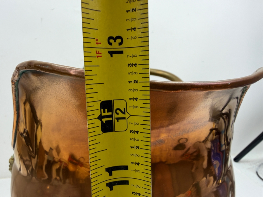 Vintage Copper And Brass Coal Scuttle With Ceramic Handles 15W X 12D X 13H (RSF) [Photo 8]