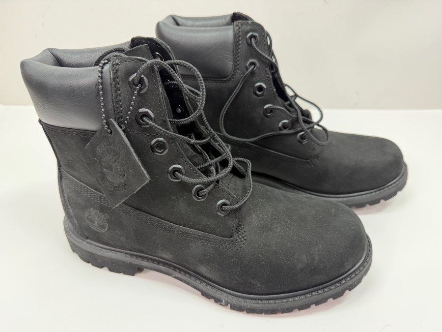 Women's Timberland Premium 6-Inch Waterproof Boots In Black Nubuck Leather Size 8M (HA) [Photo 4]