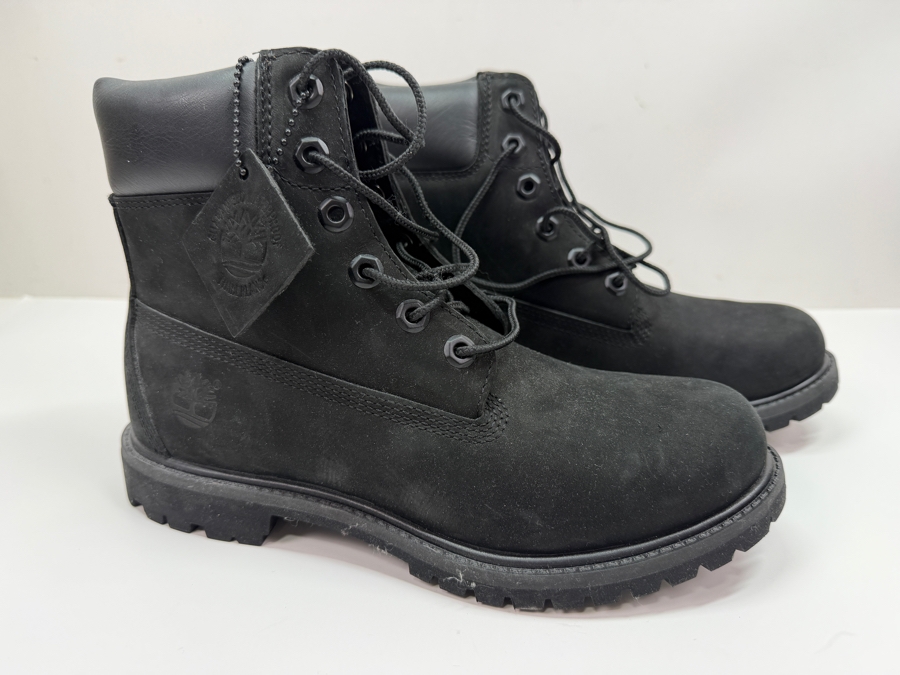 Women's Timberland Premium 6-Inch Waterproof Boots In Black Nubuck Leather Size 8M (HA) [Photo 3]