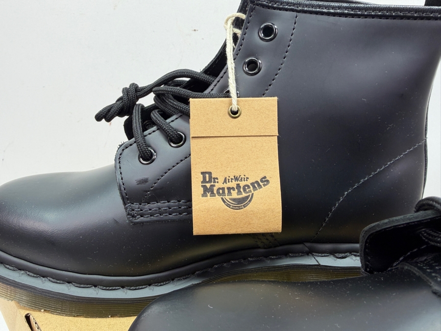 New In Box - Dr. Martens 101 Smooth Leather 6-Eye Ankle Boots In Black, US Women's 8 / US Men's 7 (HA) [Photo 4]