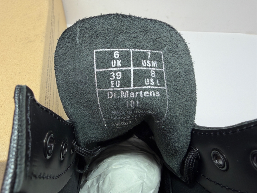 New In Box - Dr. Martens 101 Smooth Leather 6-Eye Ankle Boots In Black, US Women's 8 / US Men's 7 (HA) [Photo 8]