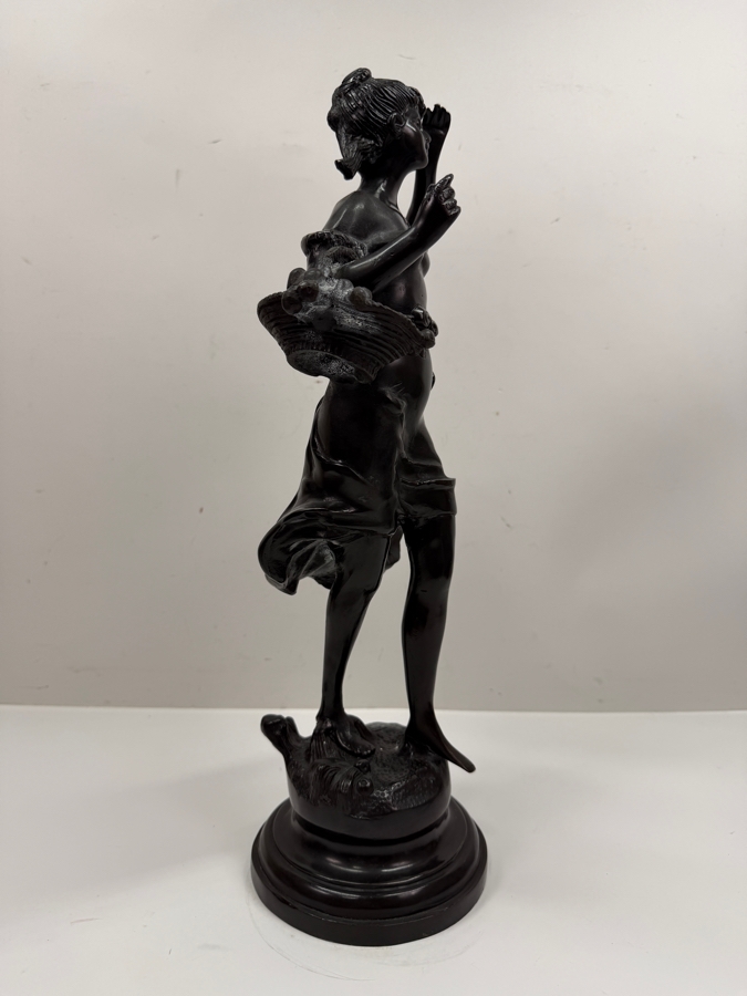 Bronze Sculpture Of A Walking Woman With Basket 17'H (RSF) [Photo 5]
