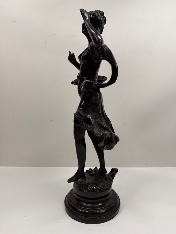 Bronze Sculpture Of A Walking Woman With Basket 17'H (RSF) [Photo 3]