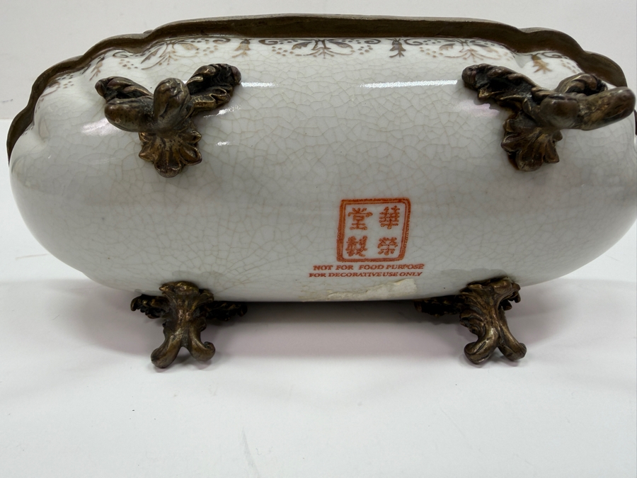 Pair Of Chinese Porcelain Export Bowls With Metal Ornamentation 9W And 7W (RSF) [Photo 10]