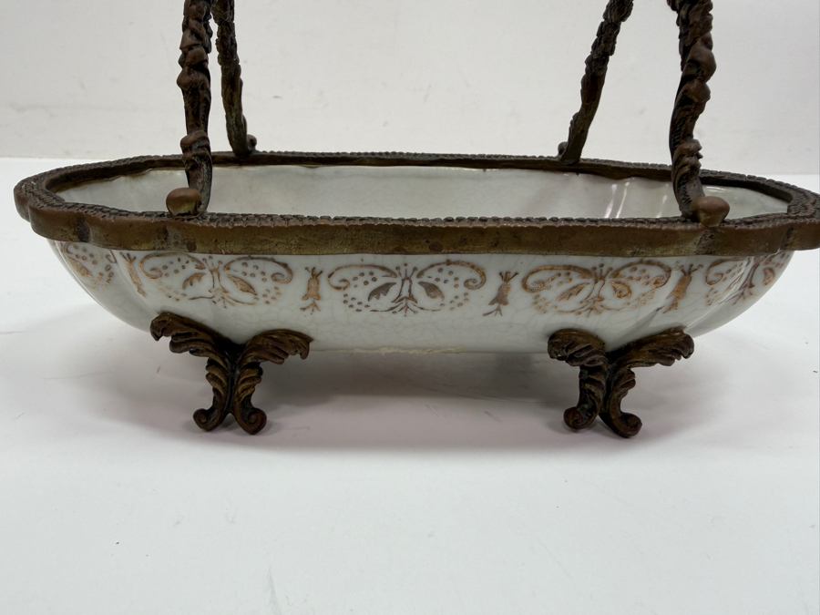 Pair Of Chinese Porcelain Export Bowls With Metal Ornamentation 9W And 7W (RSF) [Photo 9]