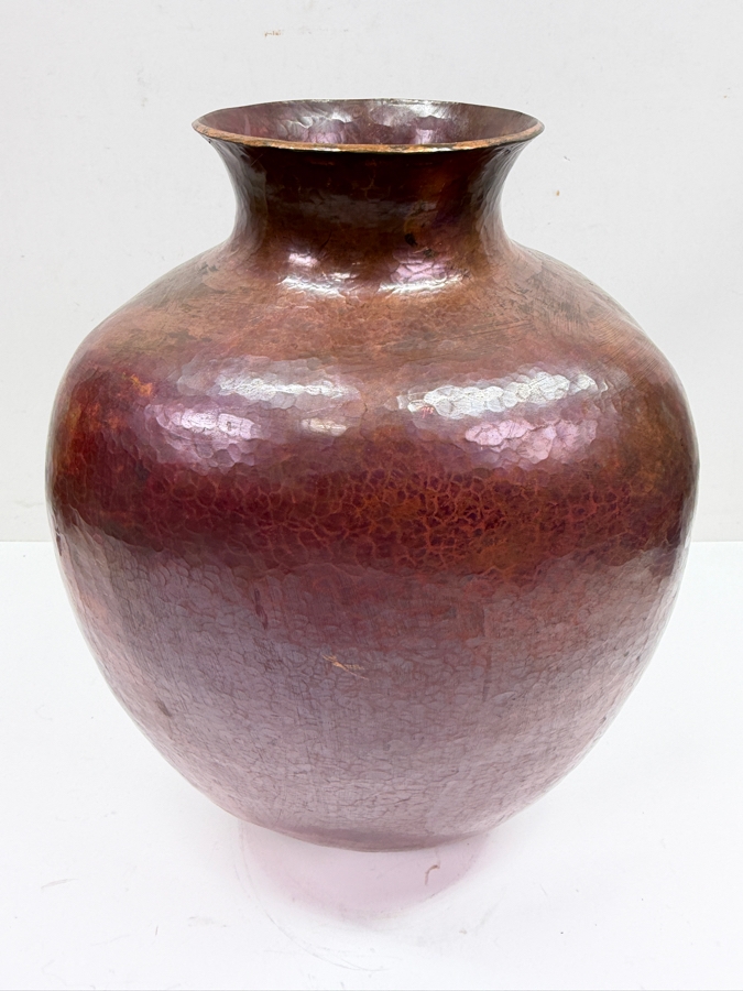 Hand Hammered Copper Triangular Artisan Vase Made In Mexico 12.5H (RSF) [Photo 4]