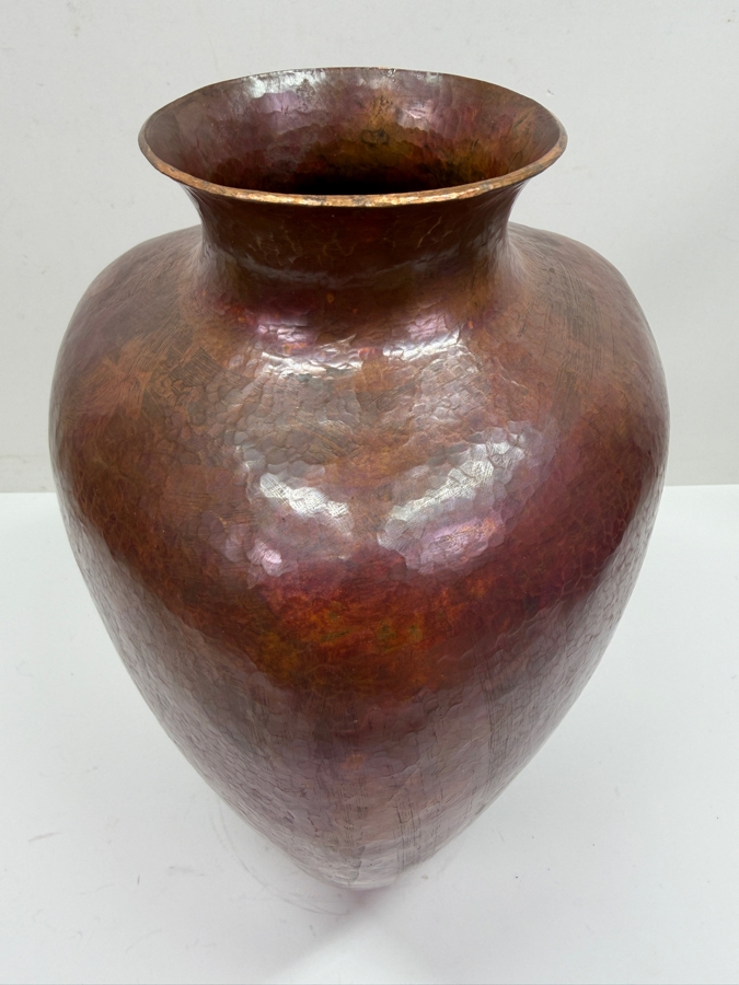 Hand Hammered Copper Triangular Artisan Vase Made In Mexico 12.5H (RSF) [Photo 2]