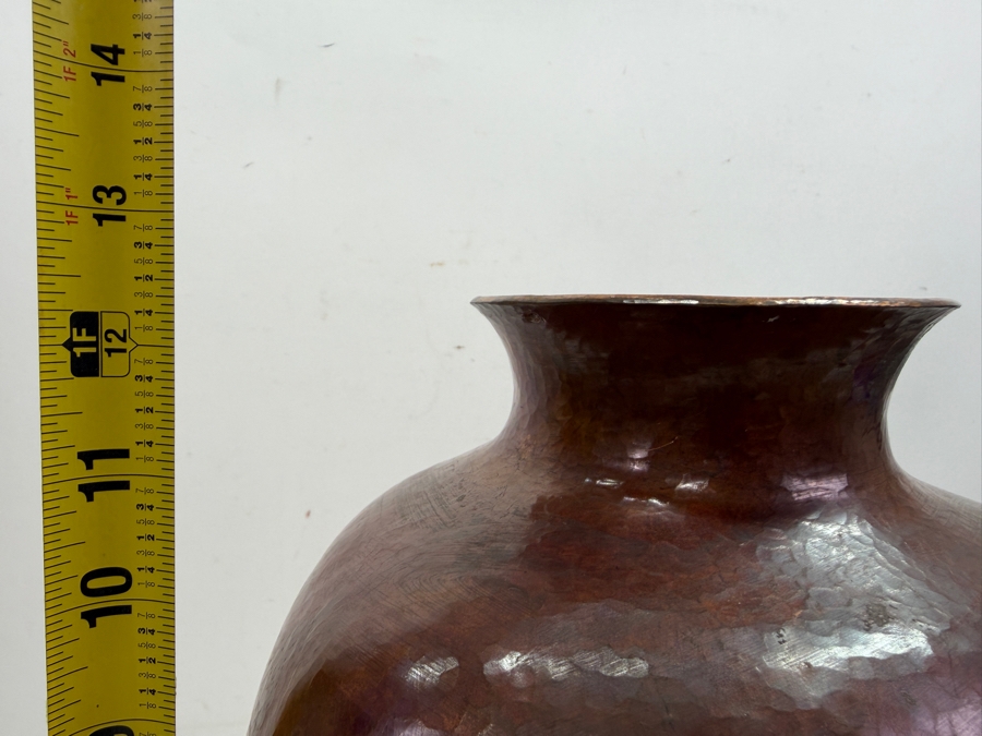 Hand Hammered Copper Triangular Artisan Vase Made In Mexico 12.5H (RSF) [Photo 9]