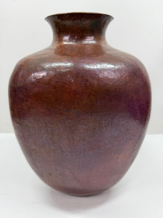 Hand Hammered Copper Triangular Artisan Vase Made In Mexico 12.5H (RSF) [Photo 5]