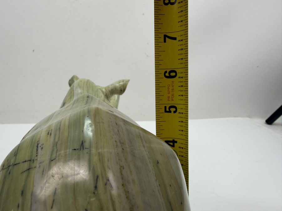 Vintage Hand Carved African Stone Sculpture Of A Rhino (His Main Horn Has Been Repaired) 11.5W X 4D X 6H (RSF) [Photo 11]