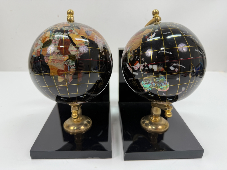 Decorative Gemstone World Globe Bookends 12W X 4D X 7.5H (RSF) [Photo 6]