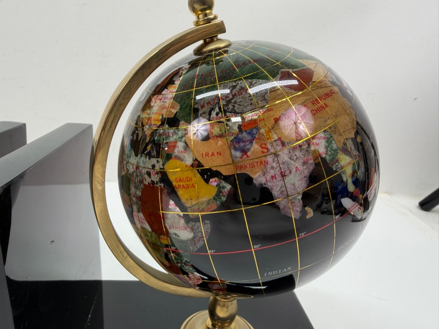Decorative Gemstone World Globe Bookends 12W X 4D X 7.5H (RSF) [Photo 2]
