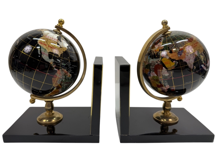 Decorative Gemstone World Globe Bookends 12W X 4D X 7.5H (RSF)