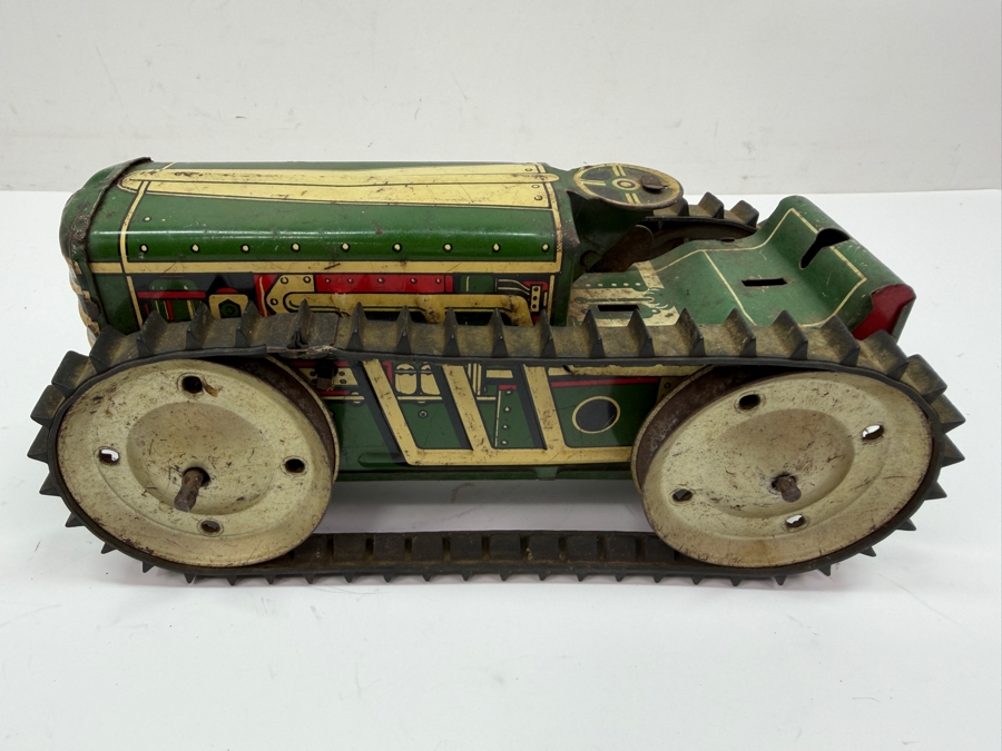 Vintage Marx Tin Litho Wind-Up Farm Tractor Circa 1940s 9W X 4H (RSF) [Photo 2]