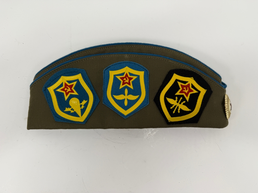 Vintage Soviet Union Military Garrison Hat Pilotka With Various USSR Patches And Pins From The Soviet Era (RSF) [Photo 2]