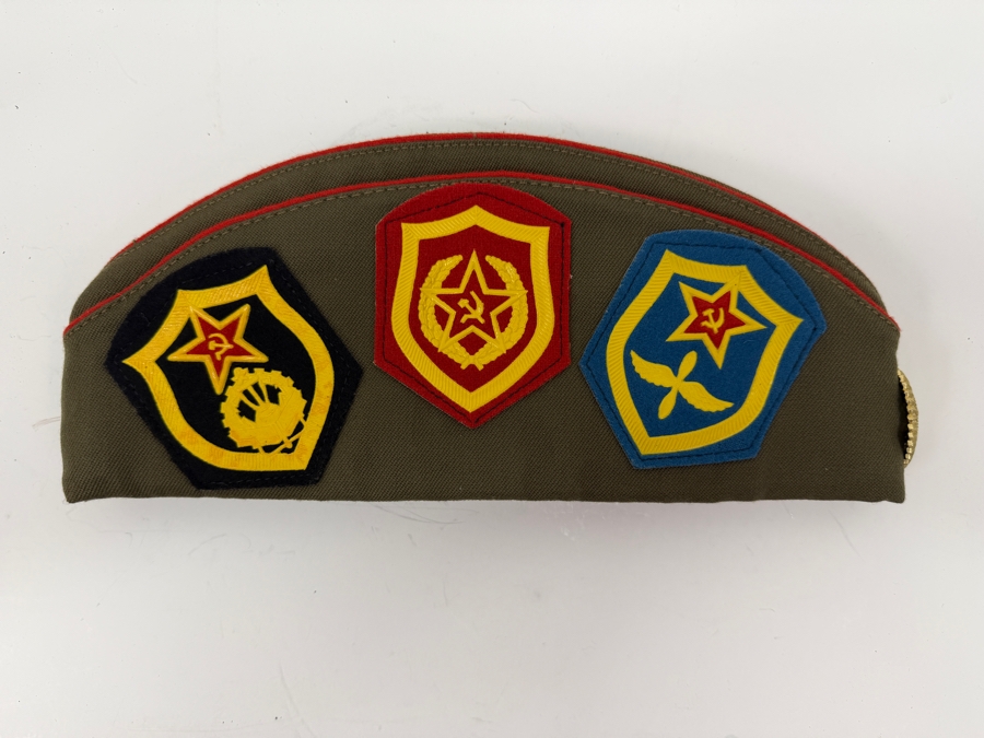 Vintage Soviet Union Military Garrison Hat Pilotka With Various USSR Patches And Pins From The Soviet Era (RSF) [Photo 2]