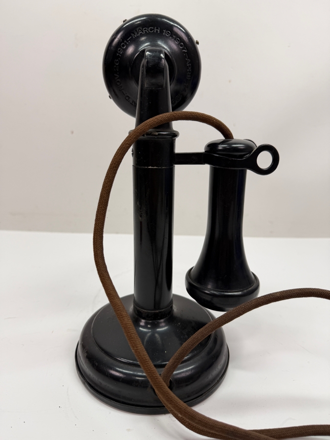 Antique Candlestick Telephone With 1908 Patent Date 11'H (RSF) [Photo 8]