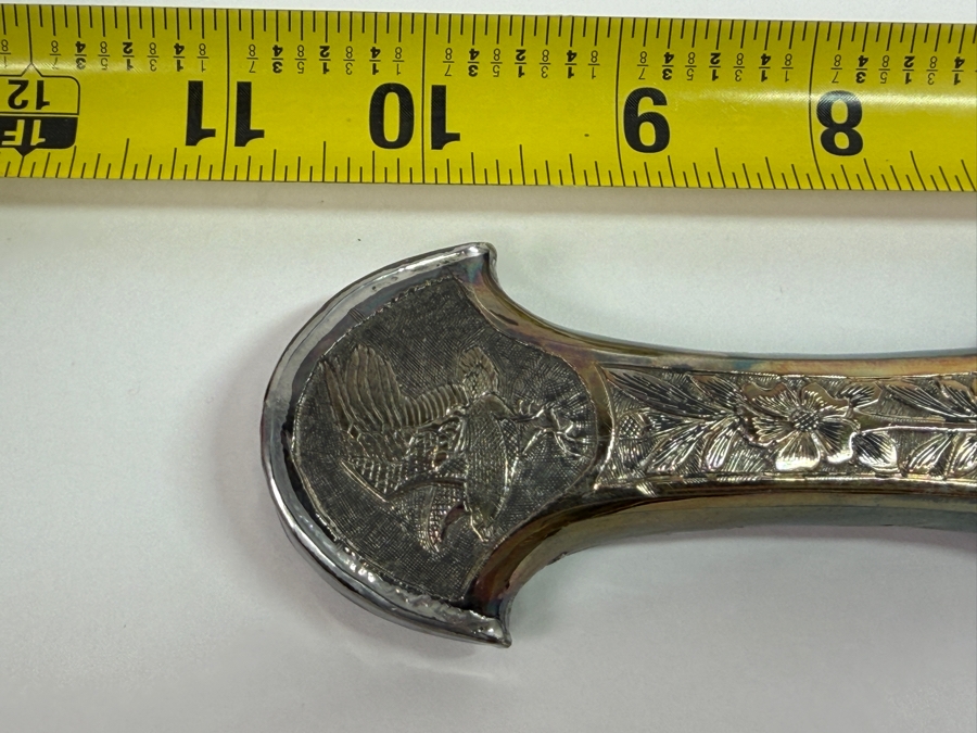 .900 Silver Handle & Sheath Signed Arabic Knife Dagger With Case Weighs 200.2g Dated 2006 6' Blade Length / 11' Overall Length (RSF) [Photo 12]