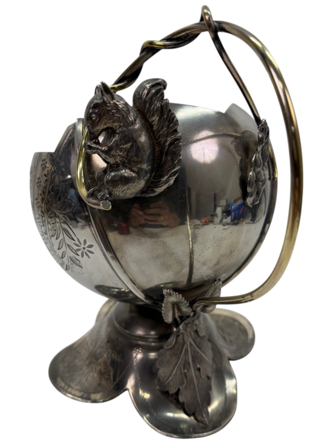Antique Taunton Silver-plated Figural Nut Bowl With Squirrel 10.5'H (RSF)