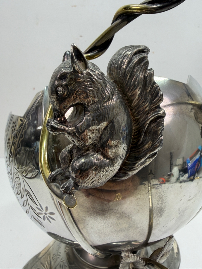 Antique Taunton Silver-plated Figural Nut Bowl With Squirrel 10.5'H (RSF) [Photo 3]