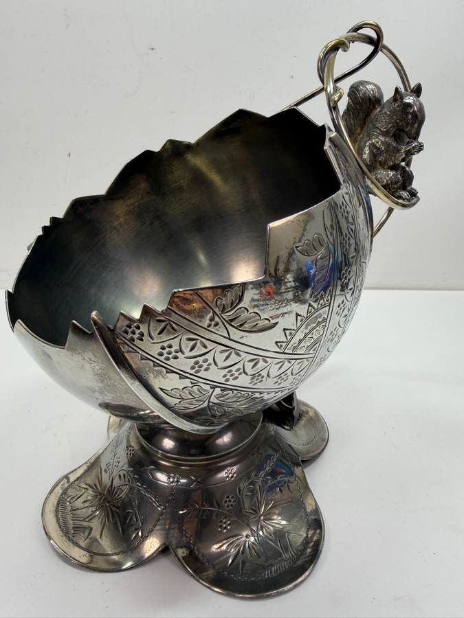 Antique Taunton Silver-plated Figural Nut Bowl With Squirrel 10.5'H (RSF) [Photo 5]