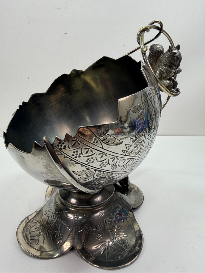 Antique Taunton Silver-plated Figural Nut Bowl With Squirrel 10.5'H (RSF) [Photo 4]