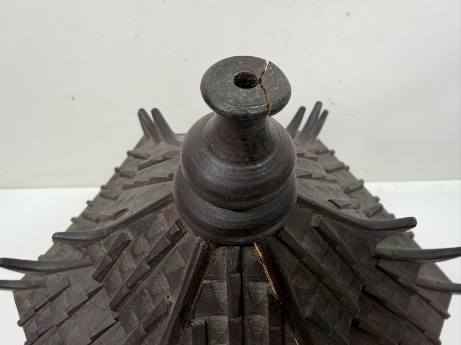 Vintage Chinese Style Pagoda Bird Cage With Porcelain Accessories And Carvings 15H (RSF) [Photo 10]