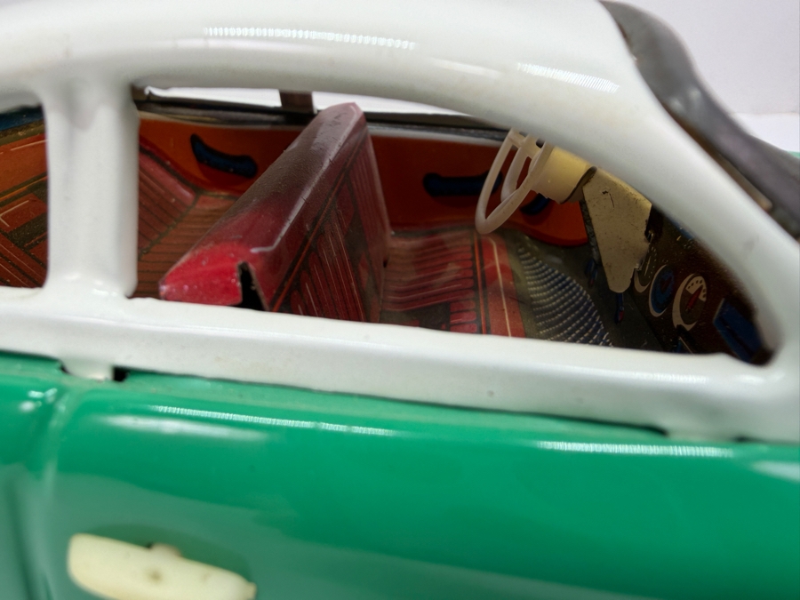 Vintage Asahi Japan Tin Litho Wind Up Toy Car 6L And Volkswagen Karmann Gia Toy Friction Car 9.5L (RSF) [Photo 9]