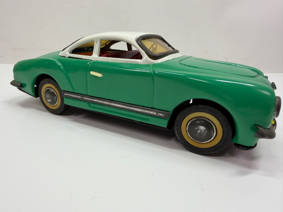 Vintage Asahi Japan Tin Litho Wind Up Toy Car 6L And Volkswagen Karmann Gia Toy Friction Car 9.5L (RSF) [Photo 8]