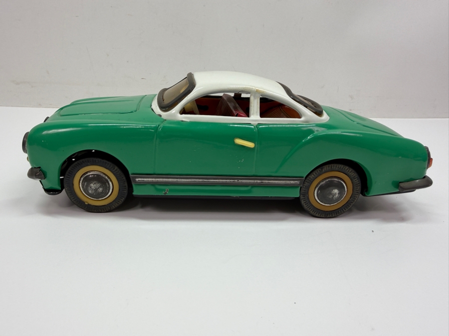 Vintage Asahi Japan Tin Litho Wind Up Toy Car 6L And Volkswagen Karmann Gia Toy Friction Car 9.5L (RSF) [Photo 6]