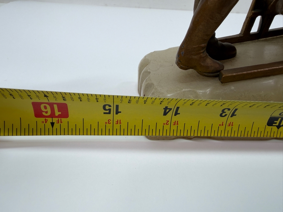 Mid-Century Metal Dog Sled Team Sculpture On Marble Base 14L X 6H (RSF) [Photo 7]