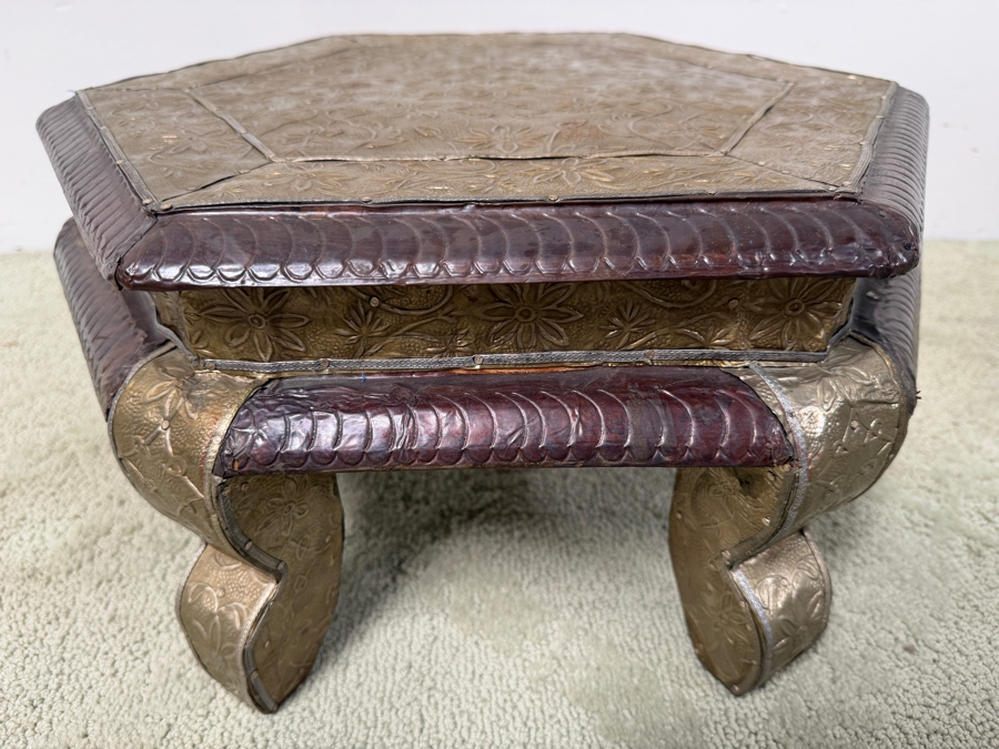 Hammered Copper And Silver Stool 18W X 15D X 9H Retails $110 (RSF) [Photo 5]