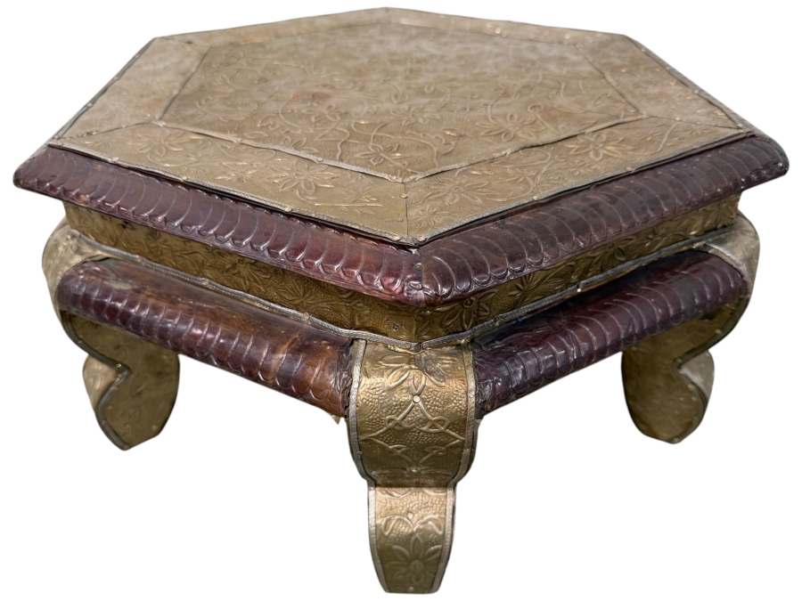 Hammered Copper And Silver Stool 18W X 15D X 9H Retails $110 (RSF)