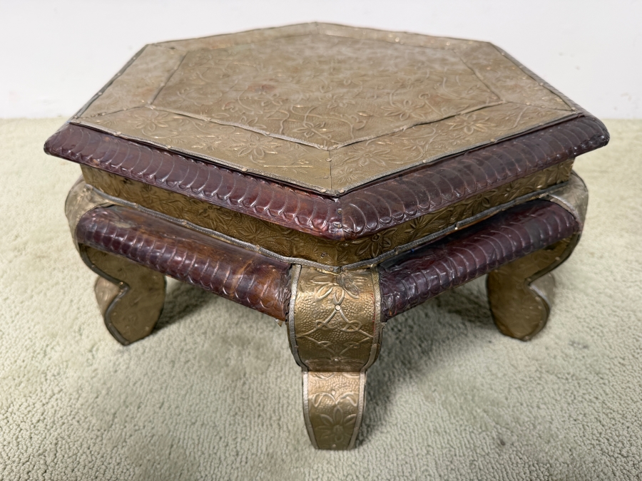 Hammered Copper And Silver Stool 18W X 15D X 9H Retails $110 (RSF) [Photo 2]