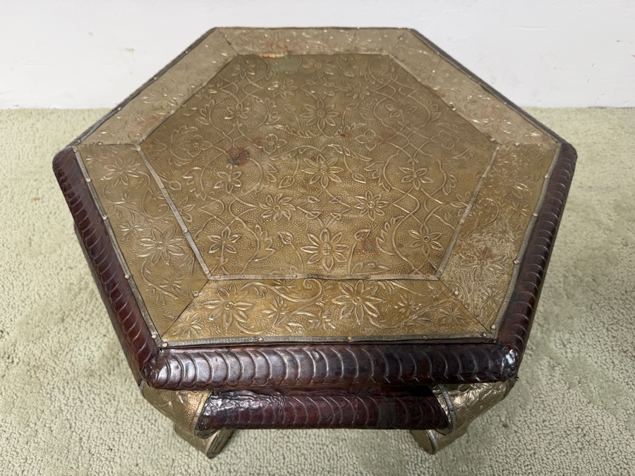 Hammered Copper And Silver Stool 18W X 15D X 9H Retails $110 (RSF) [Photo 4]