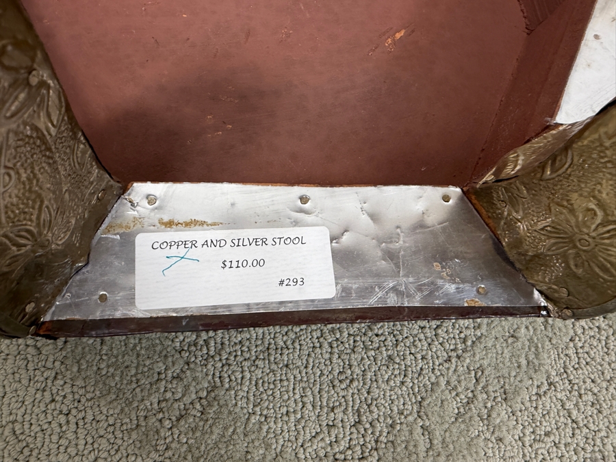 Hammered Copper And Silver Stool 18W X 15D X 9H Retails $110 (RSF) [Photo 7]