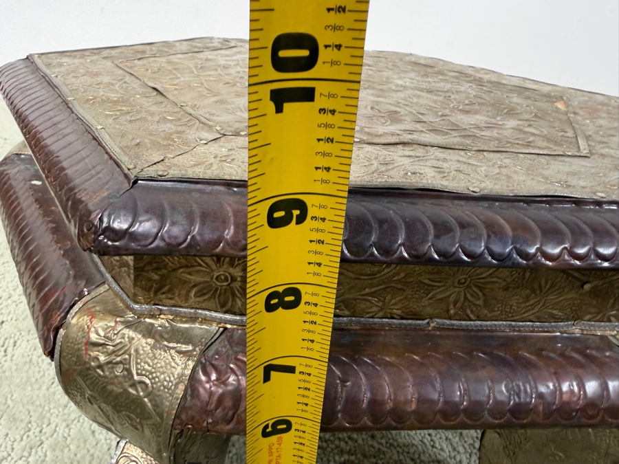 Hammered Copper And Silver Stool 18W X 15D X 9H Retails $110 (RSF) [Photo 10]