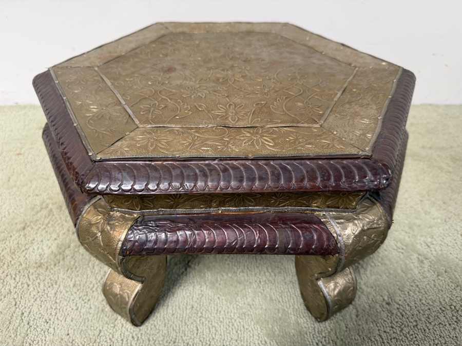 Hammered Copper And Silver Stool 18W X 15D X 9H Retails $110 (RSF) [Photo 3]